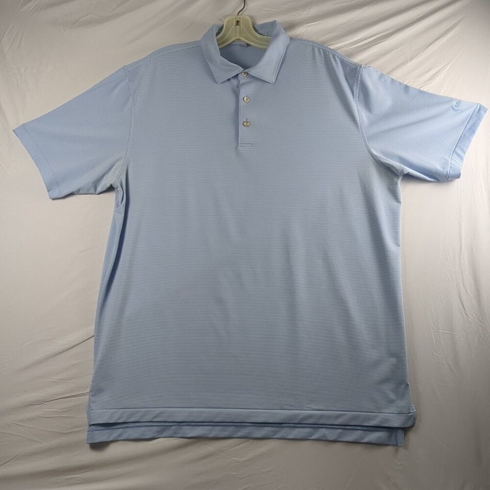 Peter Millar Summer Comfort Short Sleeve X-Large Polo Shirt Blue Performance Men